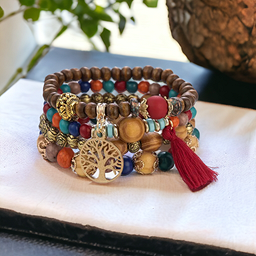 Bracelet Fantaisie 4 Rang Multi-Color