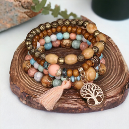 Bracelet Fantaisie 4 Rang Multi-color Pastel