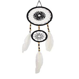 Attrape-rêves Plumes Noir et Blanc 15 cm