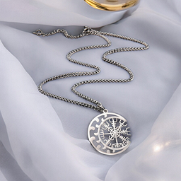Collier Lune et Vegvisir argent 