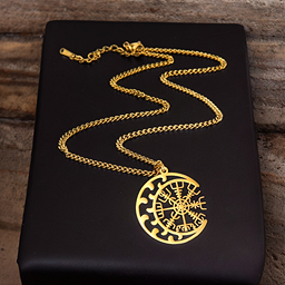 Collier Lune et Vegvisir Doré