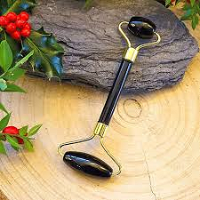 Rouleau de Massage Obsidienne Noir Grade A