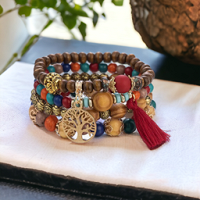 Bracelet Fantaisie 4 Rang Multi-Color