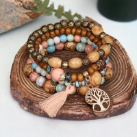 Bracelet Fantaisie 4 Rang Multi-color Pastel