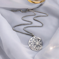 Collier Lune et Vegvisir argent 