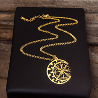Collier Lune et Vegvisir Doré